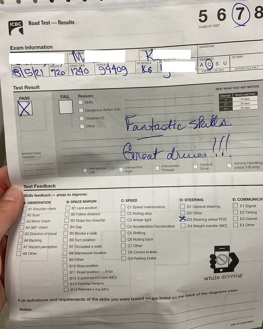 Successful road test result from Zula Driving School