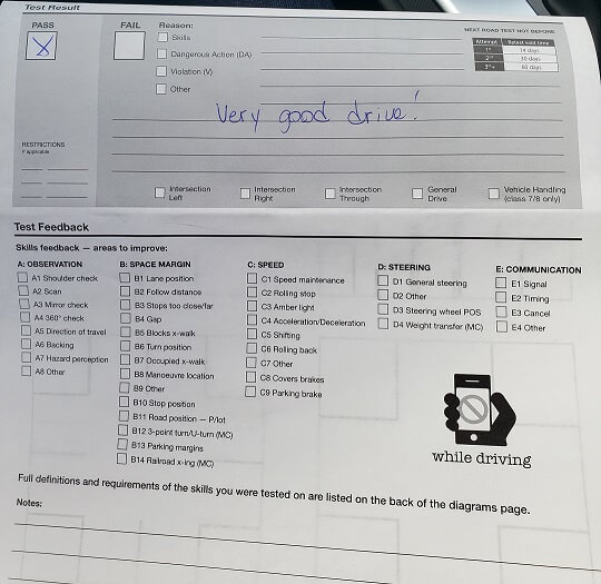 Student success result from Zula Driving School