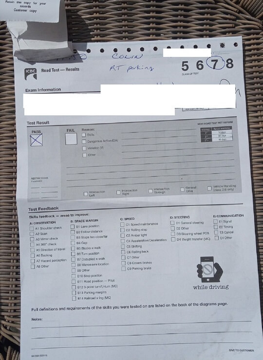 ICBC road test preparation result from Zula Driving School